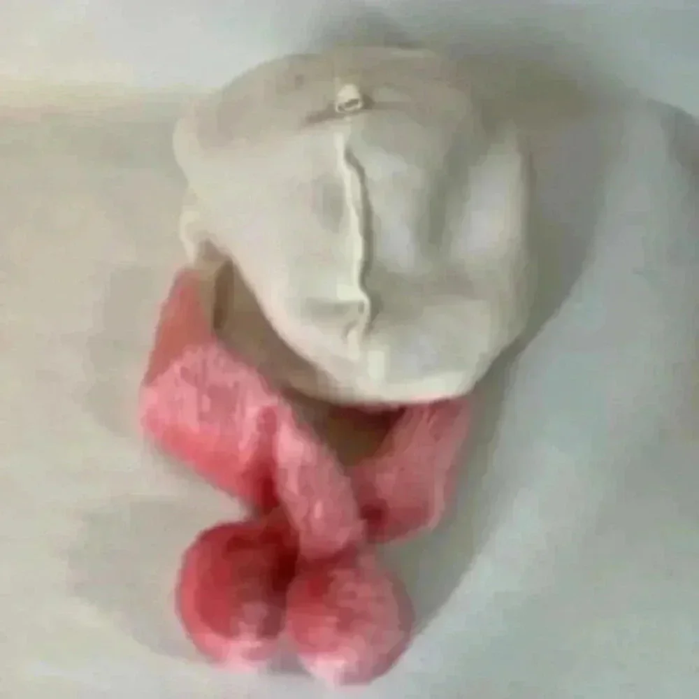 Pink‎ Girl's Hat  Plush Fuzzy Snow beanie Bunny Ears Warm  Fluffy Pom Pom Tie